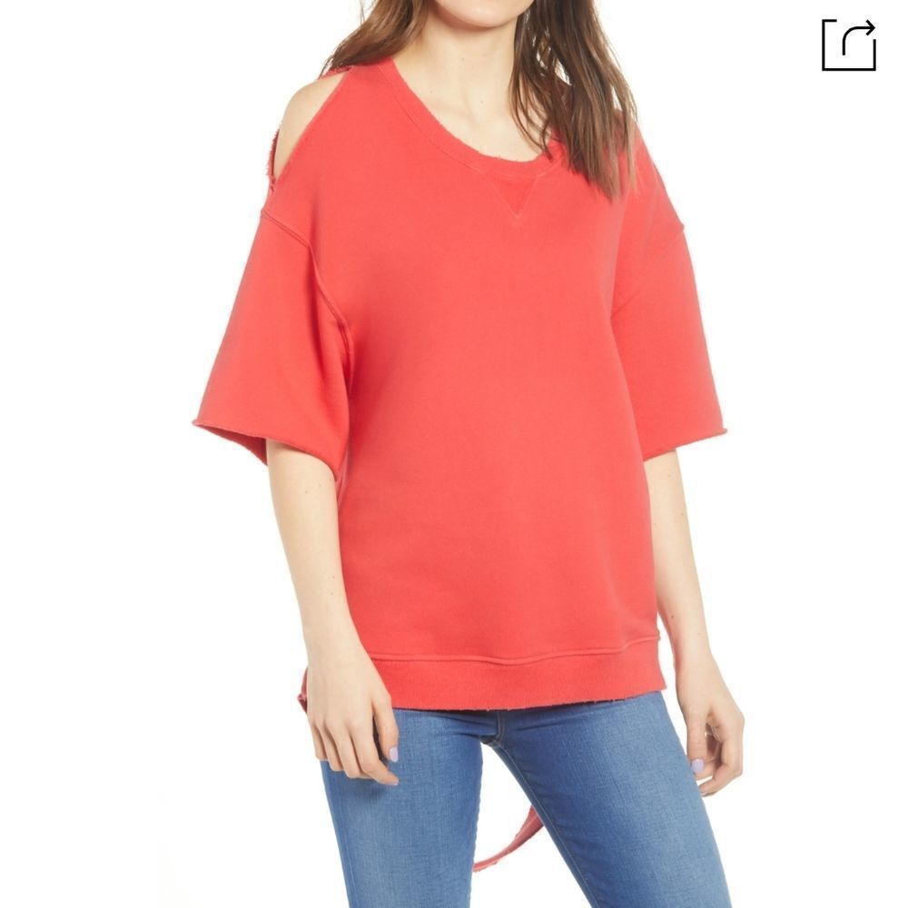 Hudson Cut Sleeve Pullover Distressed Sweatshirt NEW XS - Picture 3 of 4